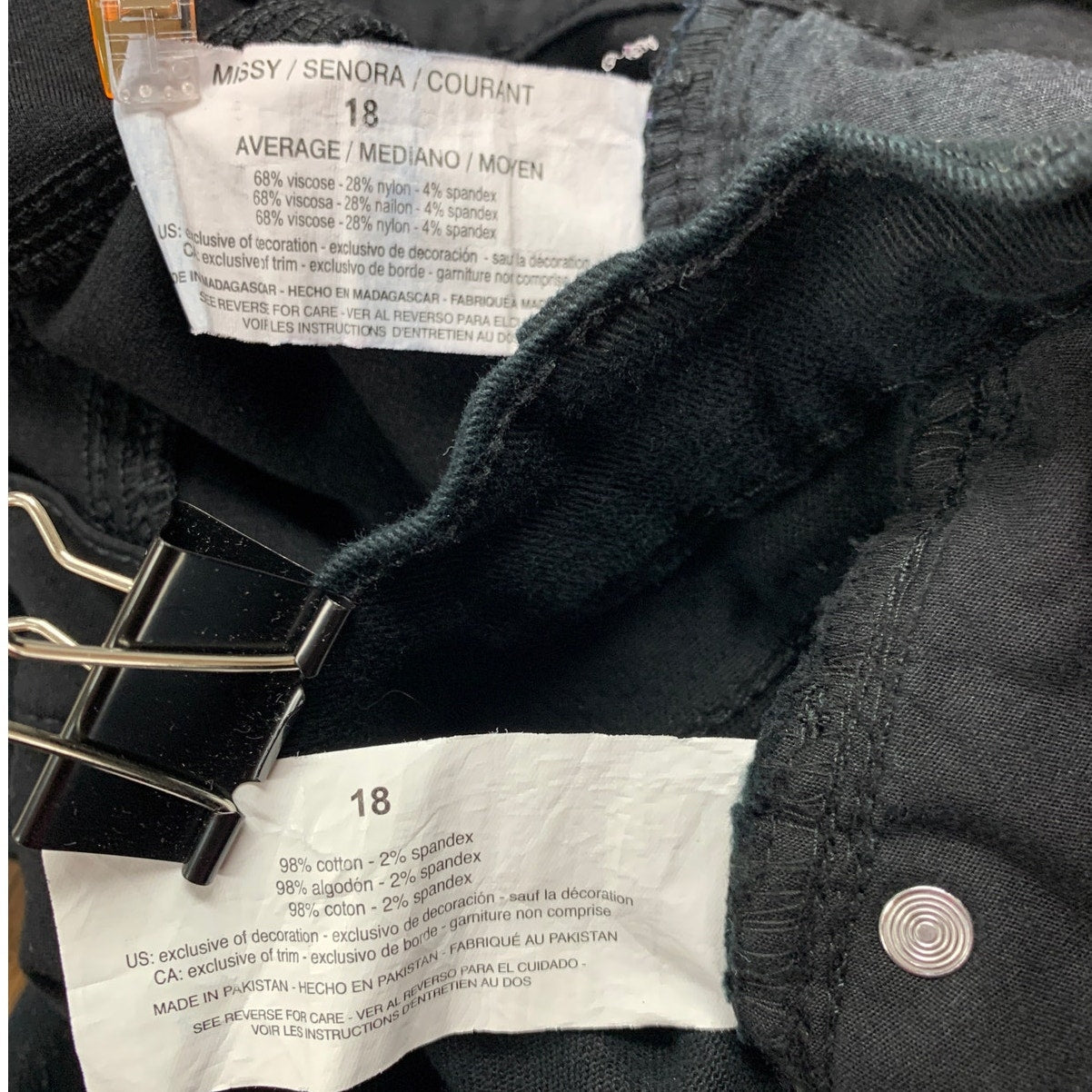 Lot of 2 Gloria Vanderbilt Womens Size 18 Amanda Black Denim Jeans Jeggings