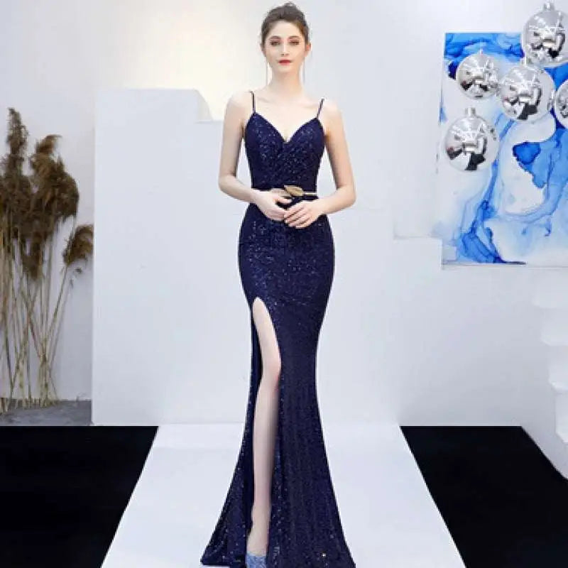 Banquet Elegant Annual Meeting Sequined Mermaid Gown