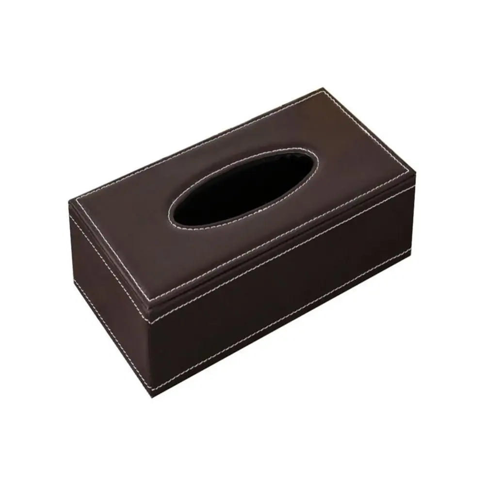 Black Faux Leather Car Tissue Box Cover