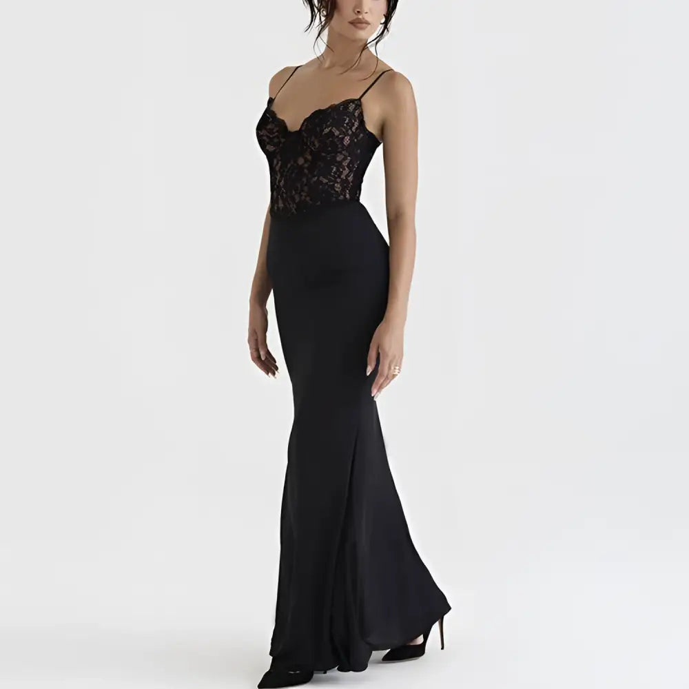 Black Lace High Waist Mermaid Gown