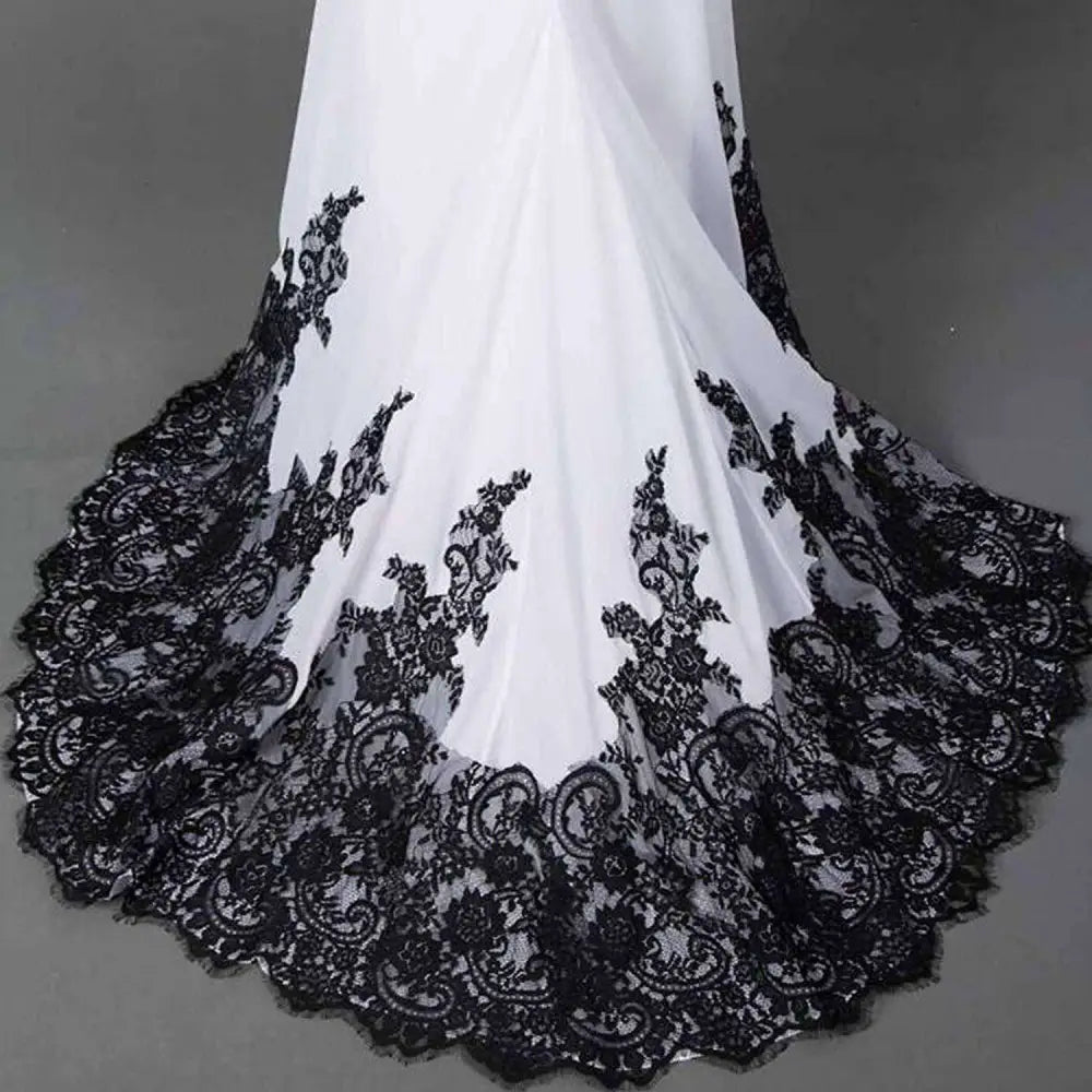 Black Lace Slim Mermaid Tail Wedding Dress