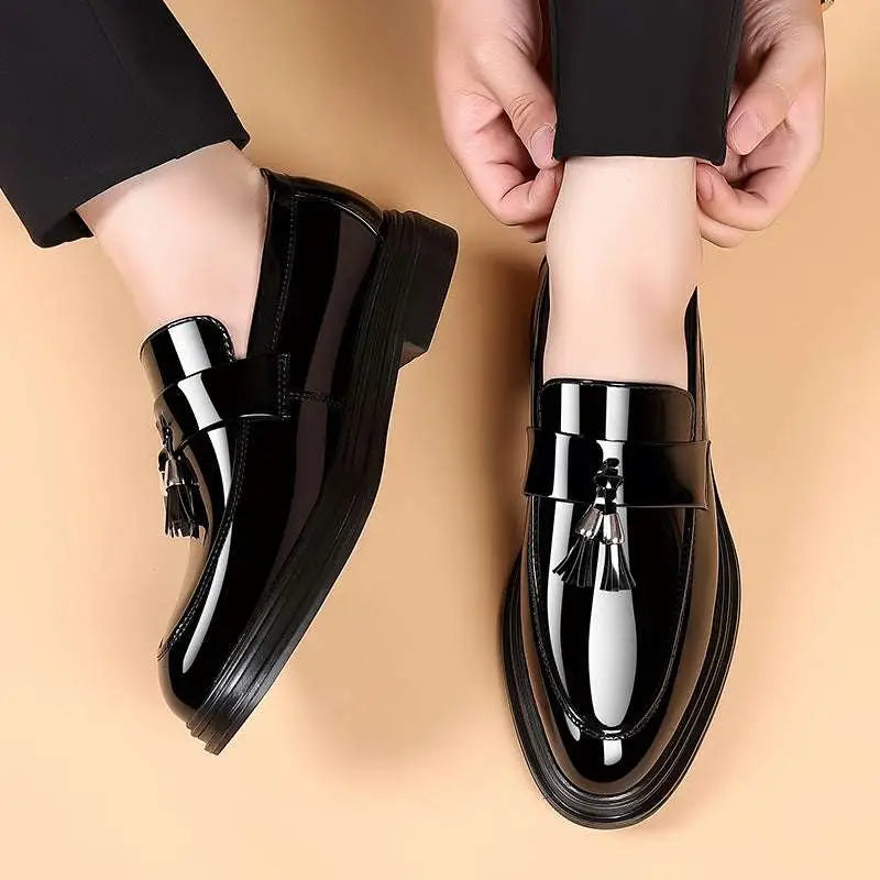 Black Patent Leather Tassel Business Formal Wear Shoes
