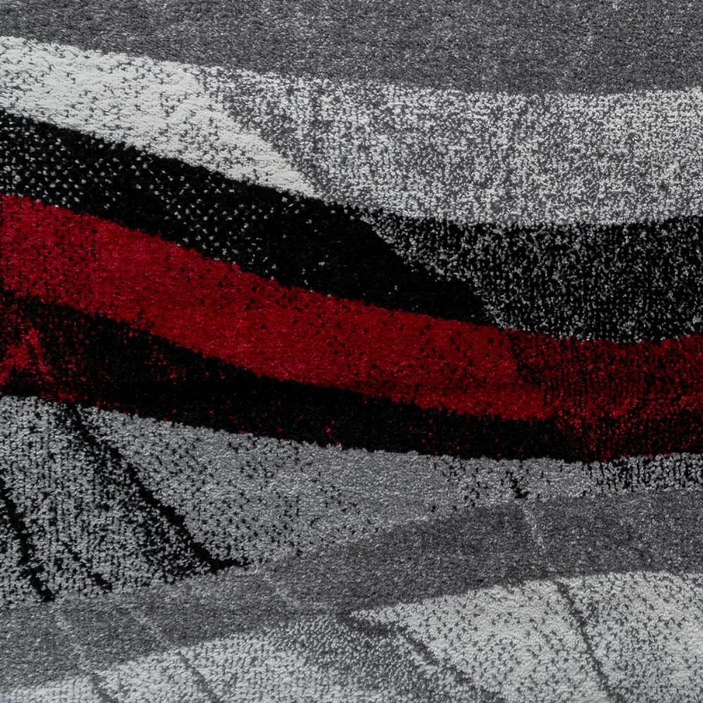 Black Red Grey Designer Rug Modern Wave Effect-2