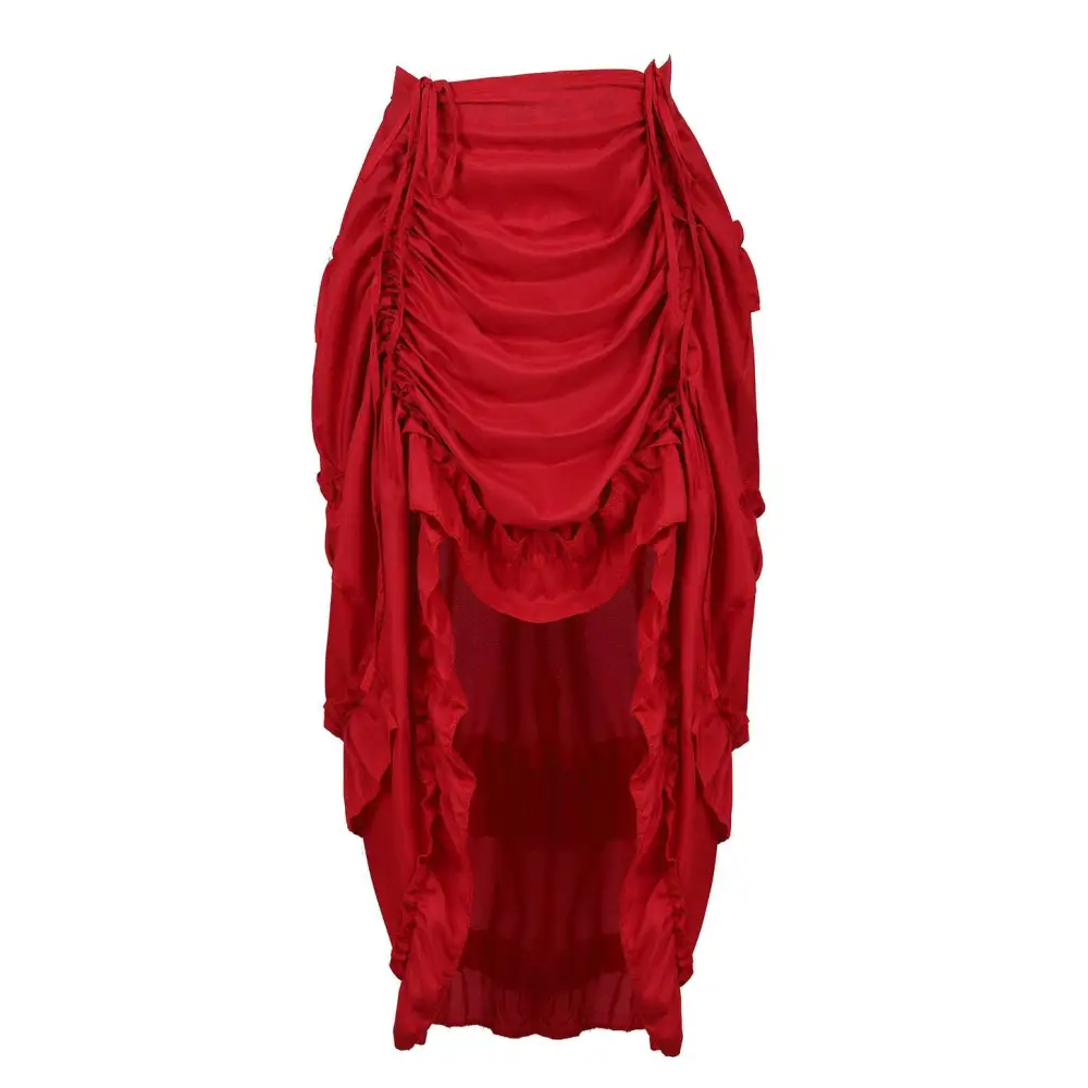 Black Satin High Waisted Court Irregular Skirt