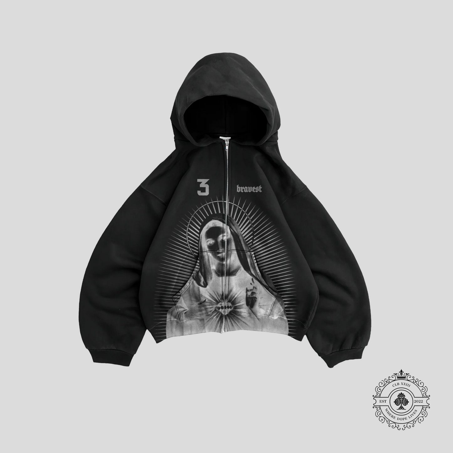 Bravest Studios Mary Zip Up Hoodie in Black