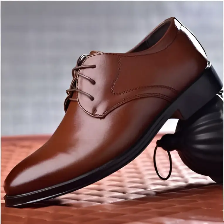 Brown Pointed Toe Leather Shoes with Black Sole
