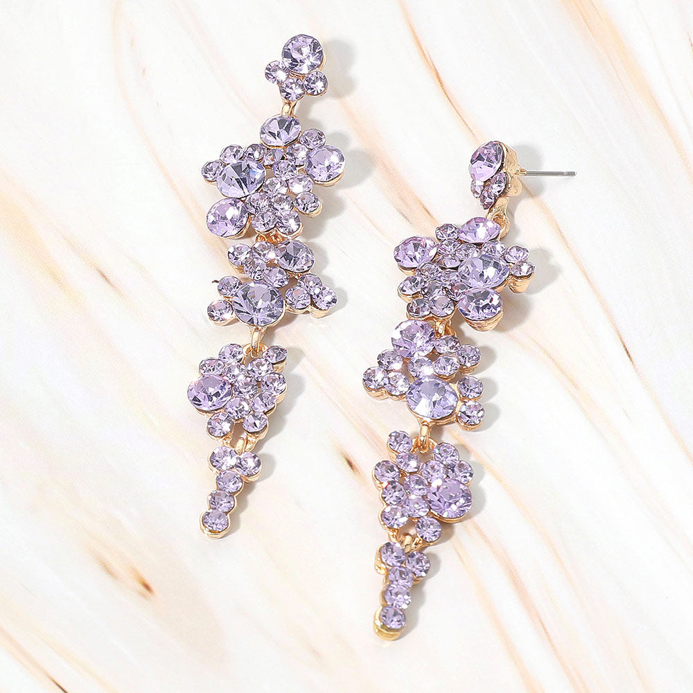 Bubble Stone Cluster Dangle Evening Earrings