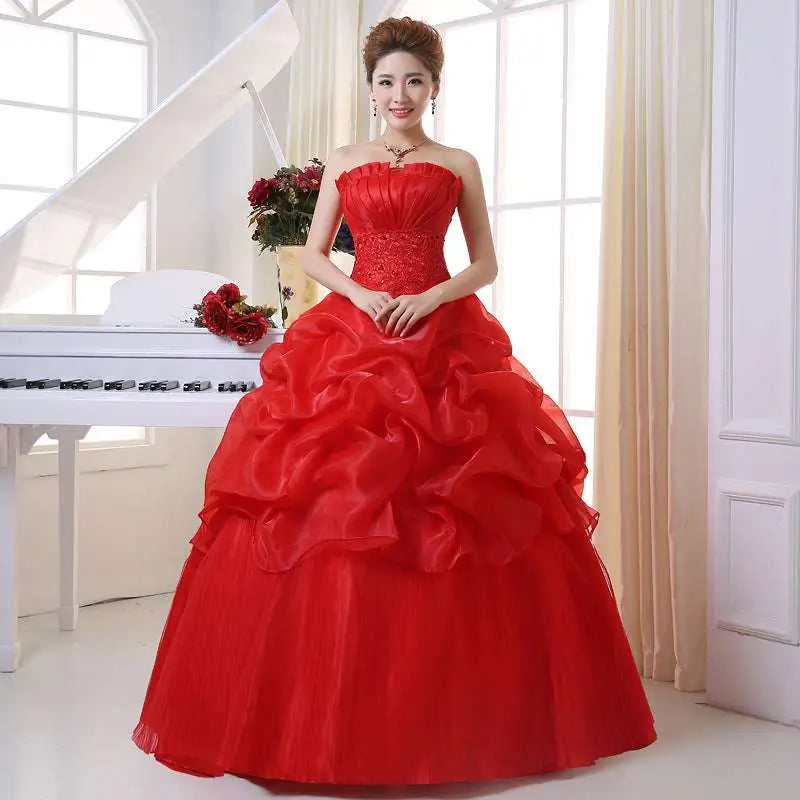 Bustier Korean Princess Beaded Tulle Wedding Dress