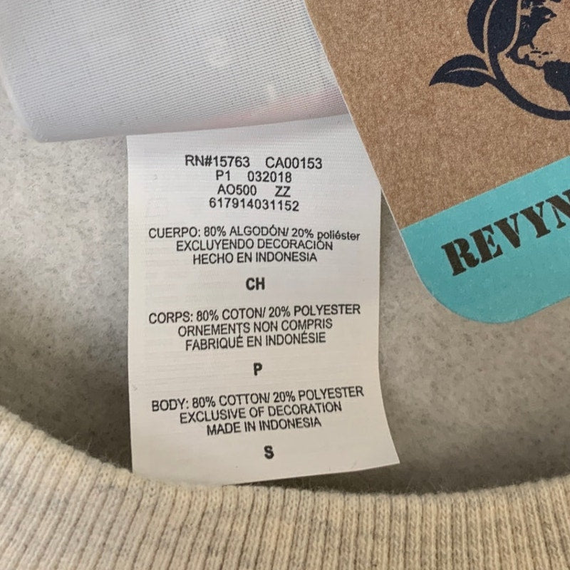 New Hand Printed Womens Small Simply Blessed Gray Cream Long Sleeve Sweatshirt