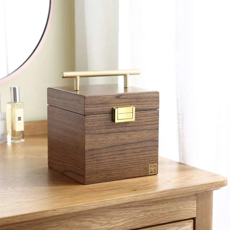 Classical Wooden Jewelry Box with Mirror and Velvet