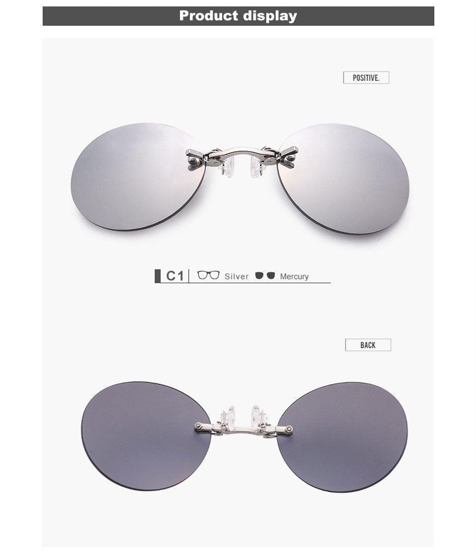 Convenient And Lightweight Sun Protection Sunglasses New Clip On Nose Glasses New Round Rimless Matrix Shape Sunglasses For Men & Women Mini Frameless Vintage Sunglasses For men