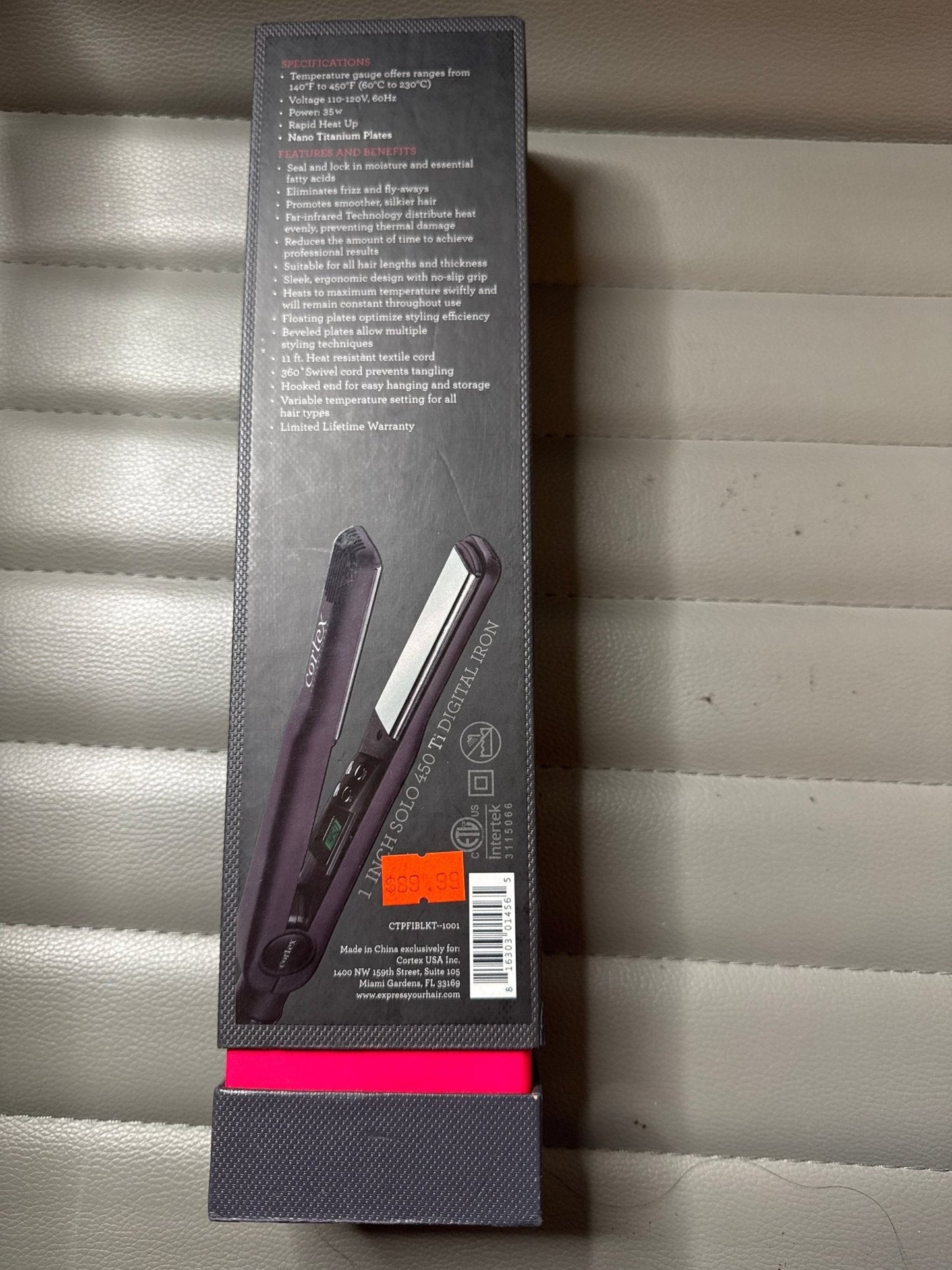 Cortex Solo Digital Analog Titanium Flat Iron, Black, 1 Inch