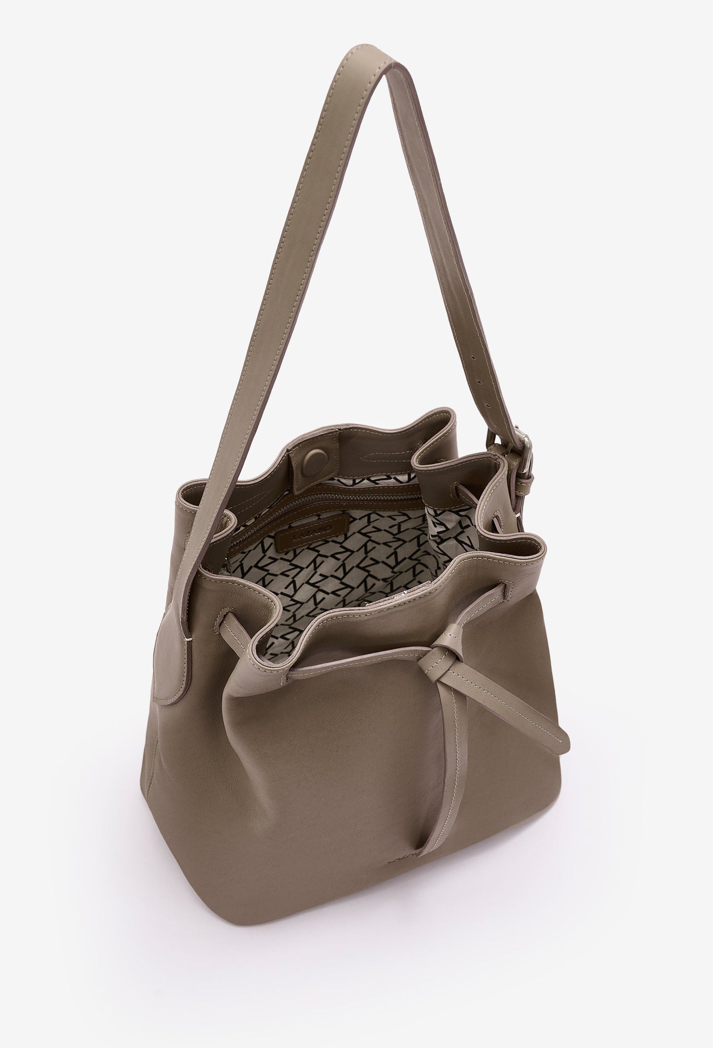 Coya Leather Bucket Bag - Mink-4