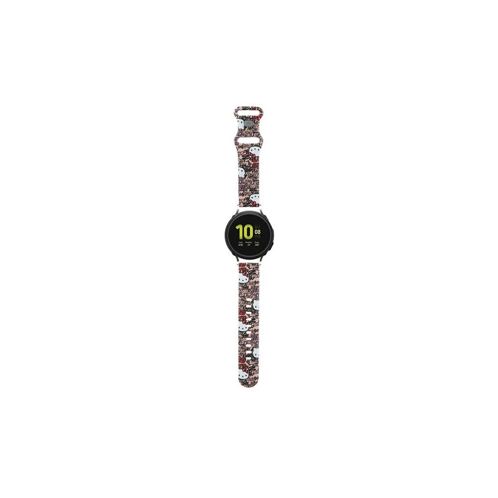 Hello Kitty univerzális szíj HKUWLSDIESK Silicone Heads & Stripes fekete 22mm (307275)-0