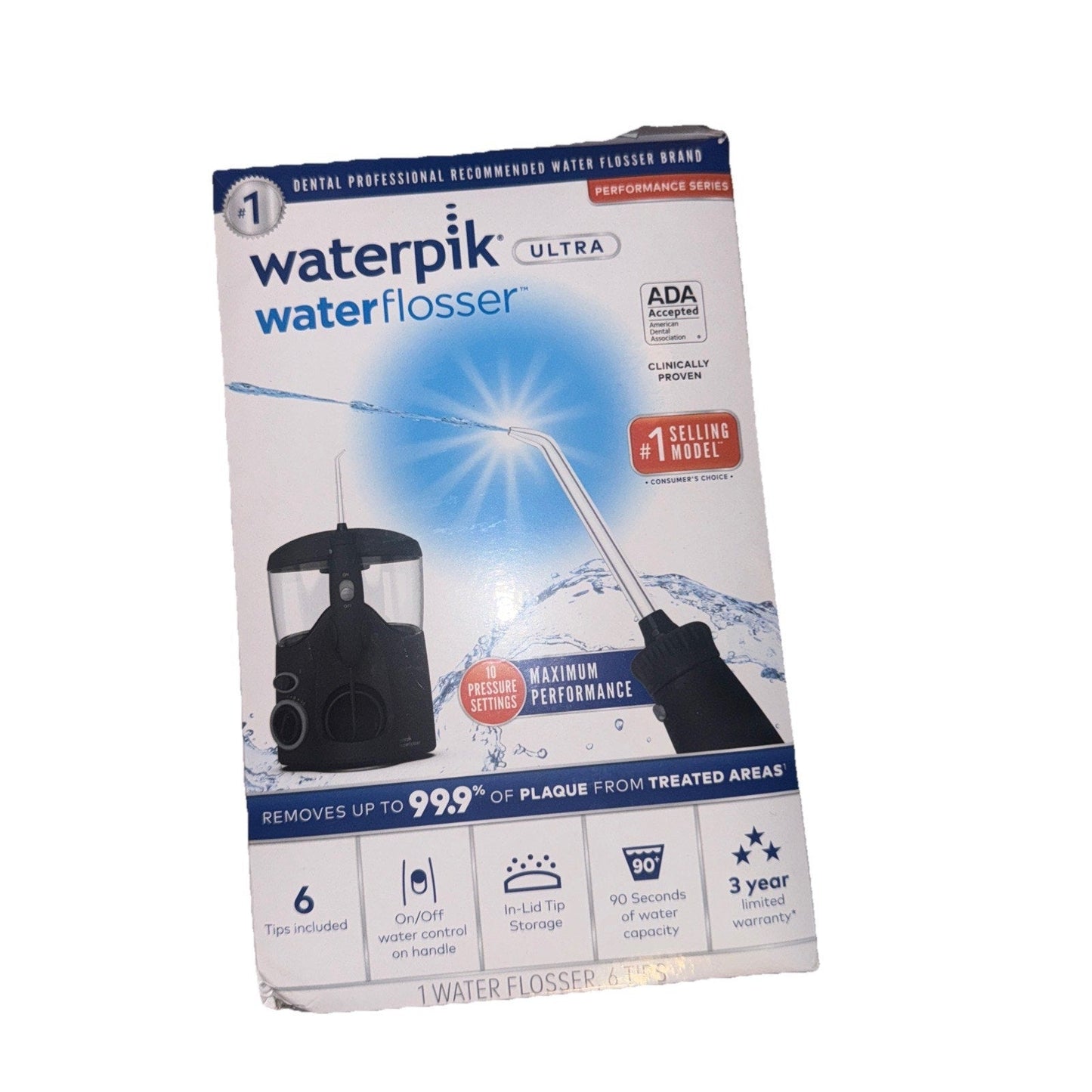 Waterpik Ultra Water Flosser with 10 Pressure Settings + 6 Tips, Black New