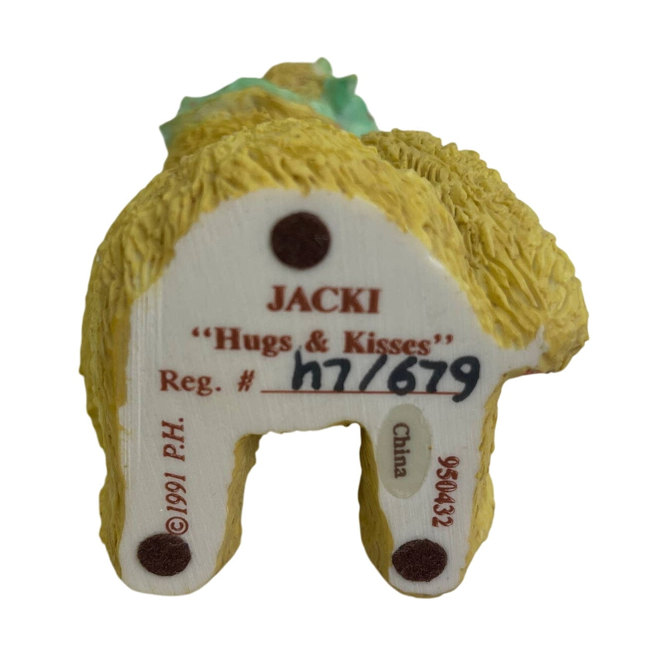 Vintage 1991 Cherished Teddies Jacki 950432 Hugs & Kisses Teddy Bear Figurine