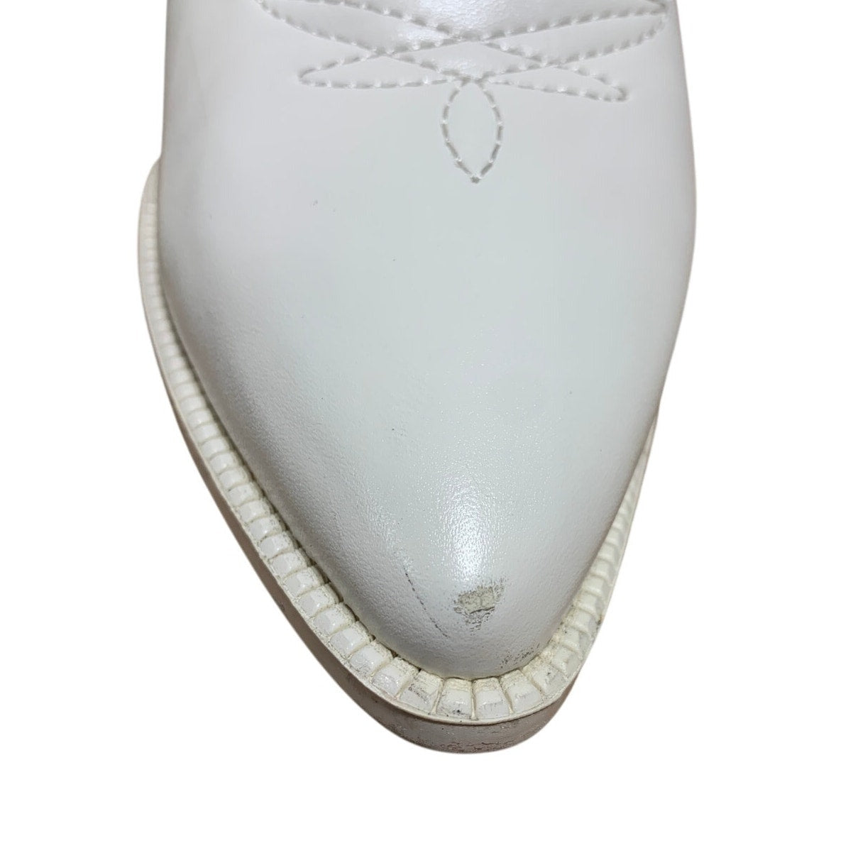 Isnom Womens Size 9 White Faux Leather 4" Heel Knee High Cowboy Western Boots
