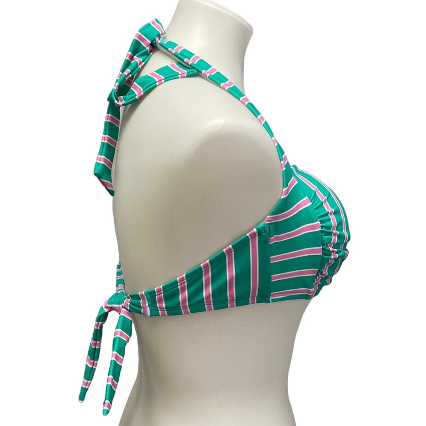 New Draper James Womens Medium Striped UPF 50 Neck Back Tie Halter Swim Top ONLY