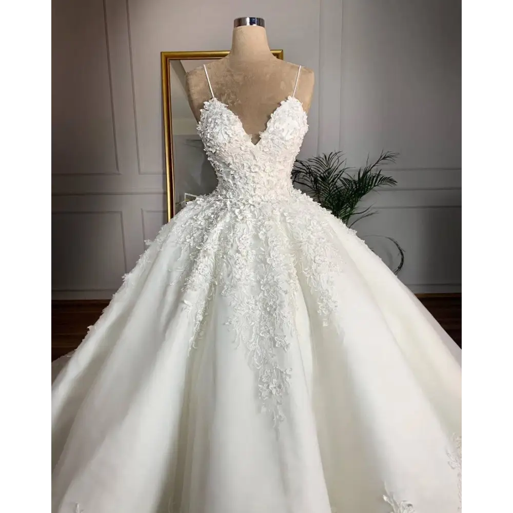 Deep V-neck Lace Wedding Dress Romantic Aura