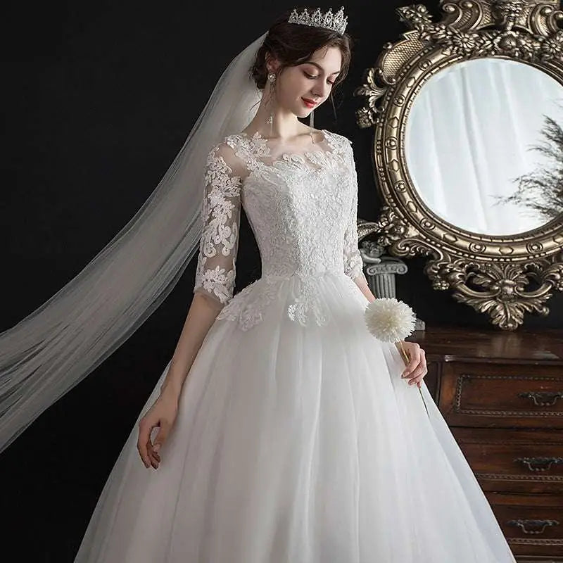 Dream Slim Sleeve Lace Ivory Wedding Gown