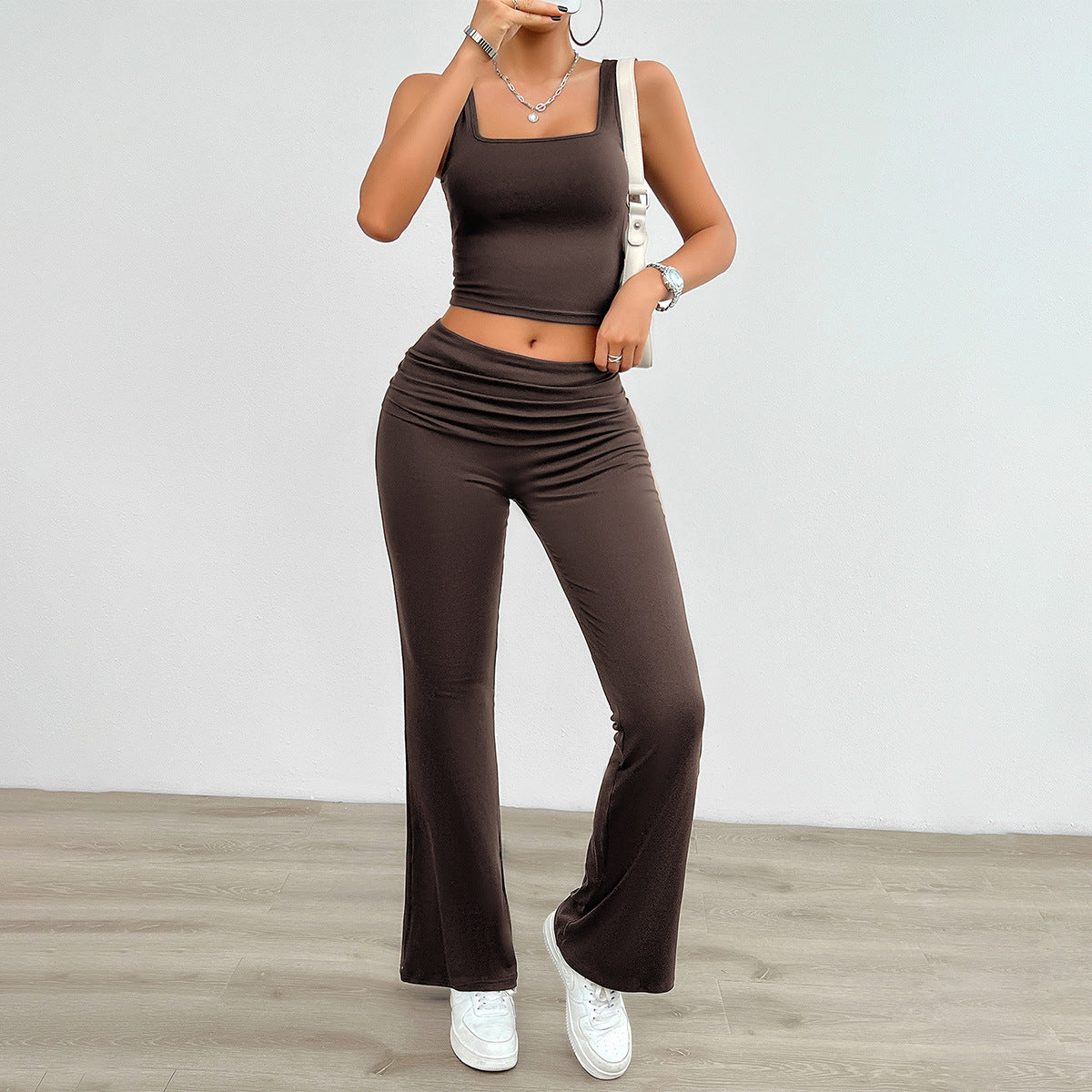 Women's Fashion Casual Solid Color Vest Body-Hugging Suit