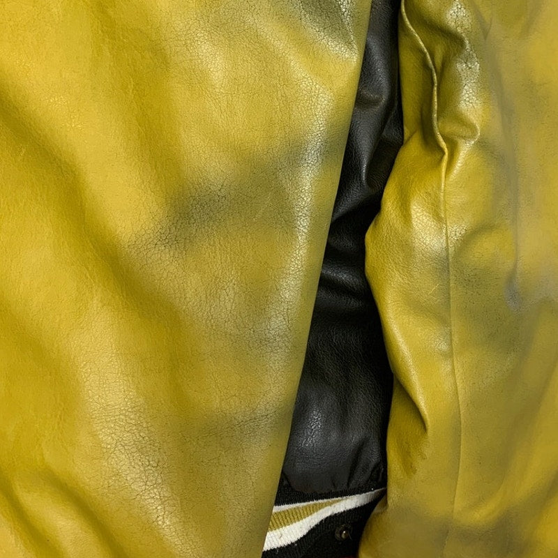 Steve & Barry's Mens 3XL Faux Leather Army Letterman's Snap Up Jacket Warm Coat