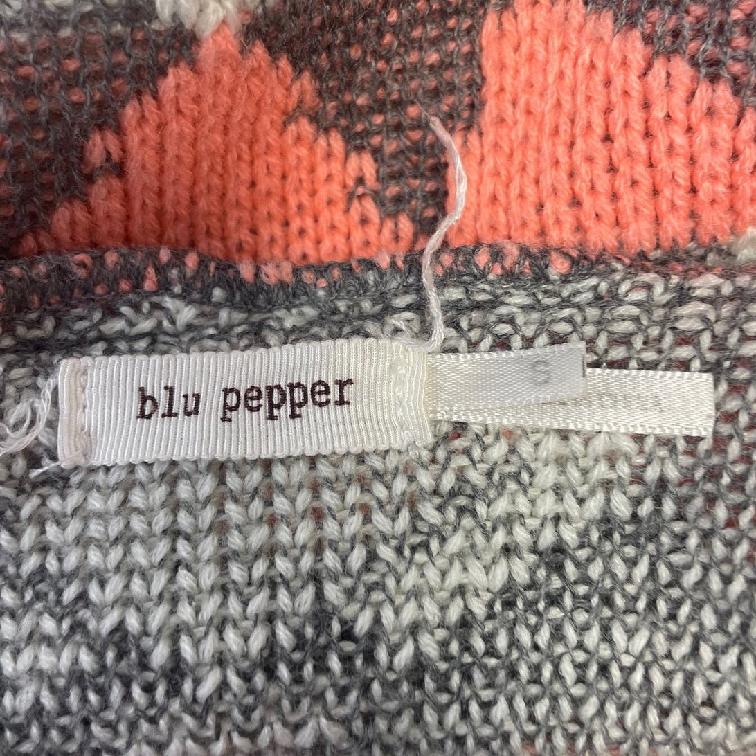 Blu Pepper Women Small Acrylic Long Sleeve Open Front Geometric Cardigan Sweater