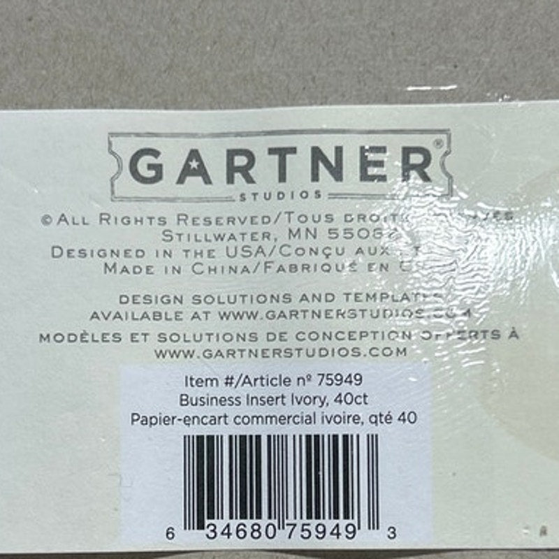 New Gartner Ivory Filler Paper 40ct 3.375" by 9" Pre Drilled Marketing Sheets