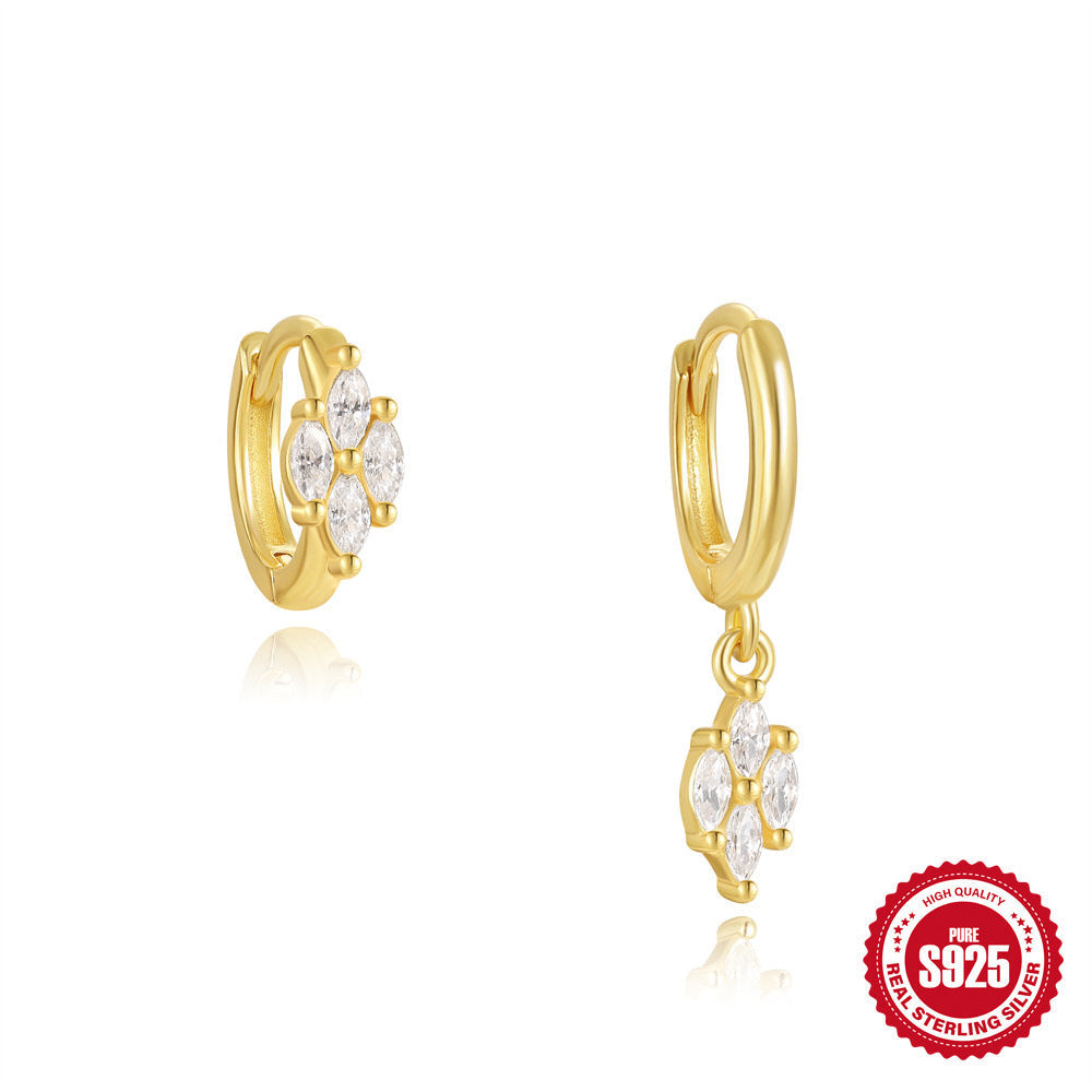 S925 Sterling Silver Kite-Shape Stone Earrings