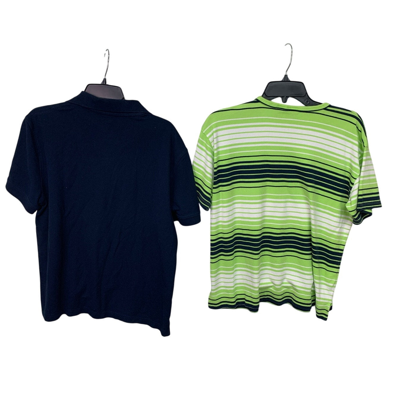 Lot of 2 Jos A Bank Mountain Lake Mens Large Short Sleeve Striped Polo Shirts