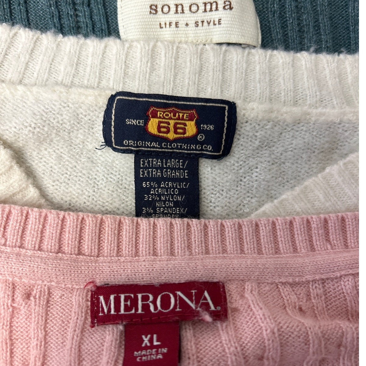 Lot of 3 Sonoma Merona Womens XL Long Sleeve V-Neck PolyCotton Sweaters