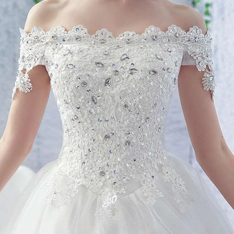 Elegant Lace Off-the-Shoulder Wedding Dress Bride
