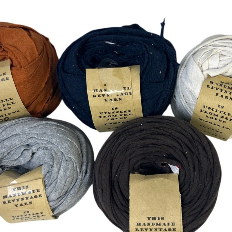 120+ yds Handmade Upcycled Tee Shirt Earth Tones Fabric Ribbon Yarn Craft Supply