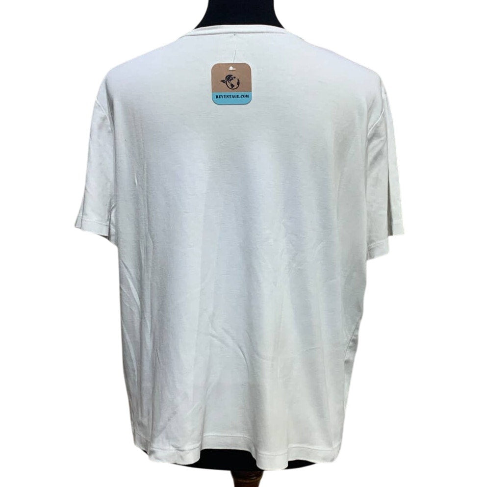 Hand Printed Upcycled Womens XL Dragonfly 100% Cotton Short Sleeve Crew Neck Tee