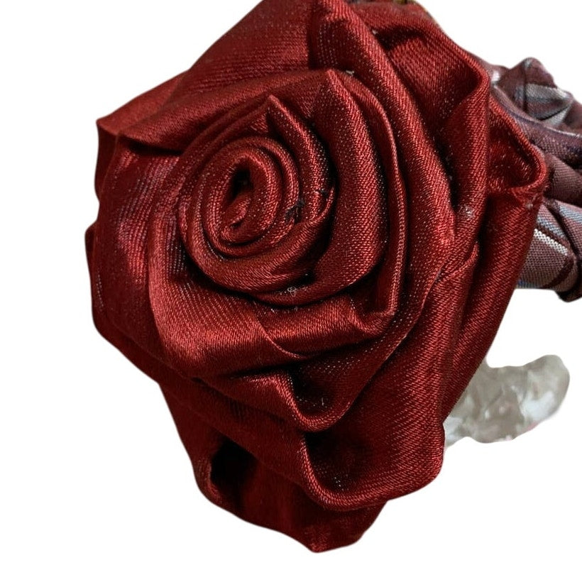 Handmade Upcycled Necktie Red Pink Valentines Day Gift Bouquet Wine Glass Vase