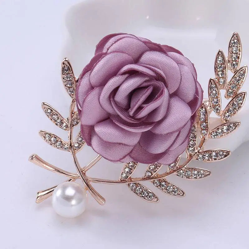Fabric Flower Lady Temperamental Pin Floral Brooch Set