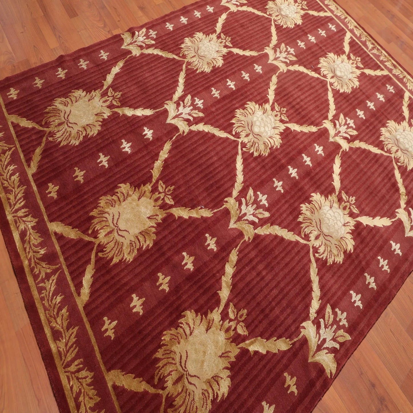 6' x 9' Couristan Hand Knotted Wool & Silk S.fine Damask Tibetan Area Rug Rust-4