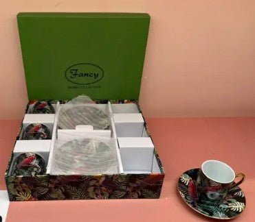FANCY HOME COLLECTION DESSERT COFFEE SET 6 CUPS AND PLATES