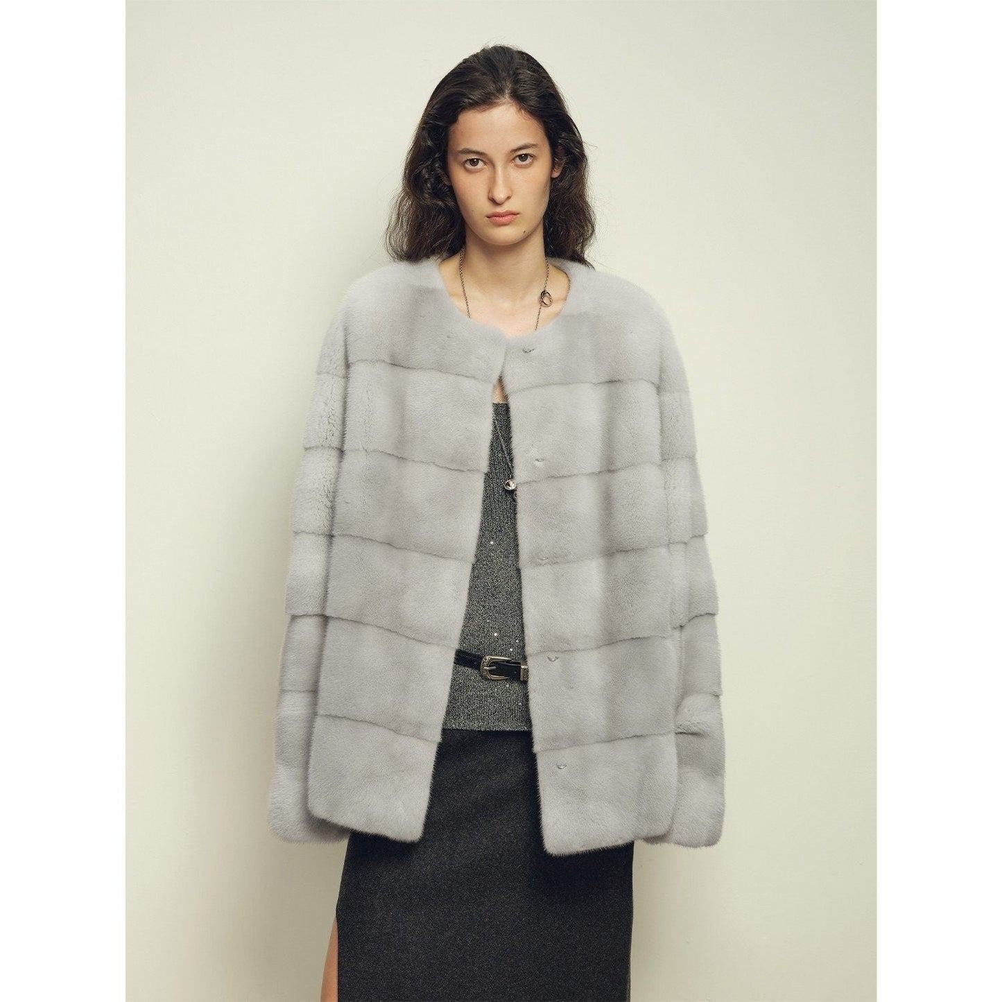 Fireladyfur Women's Purple Label Mink Coat | Horizontal Spine Tailoring | Mink Fur Outerwear“Legacy Mink”-9