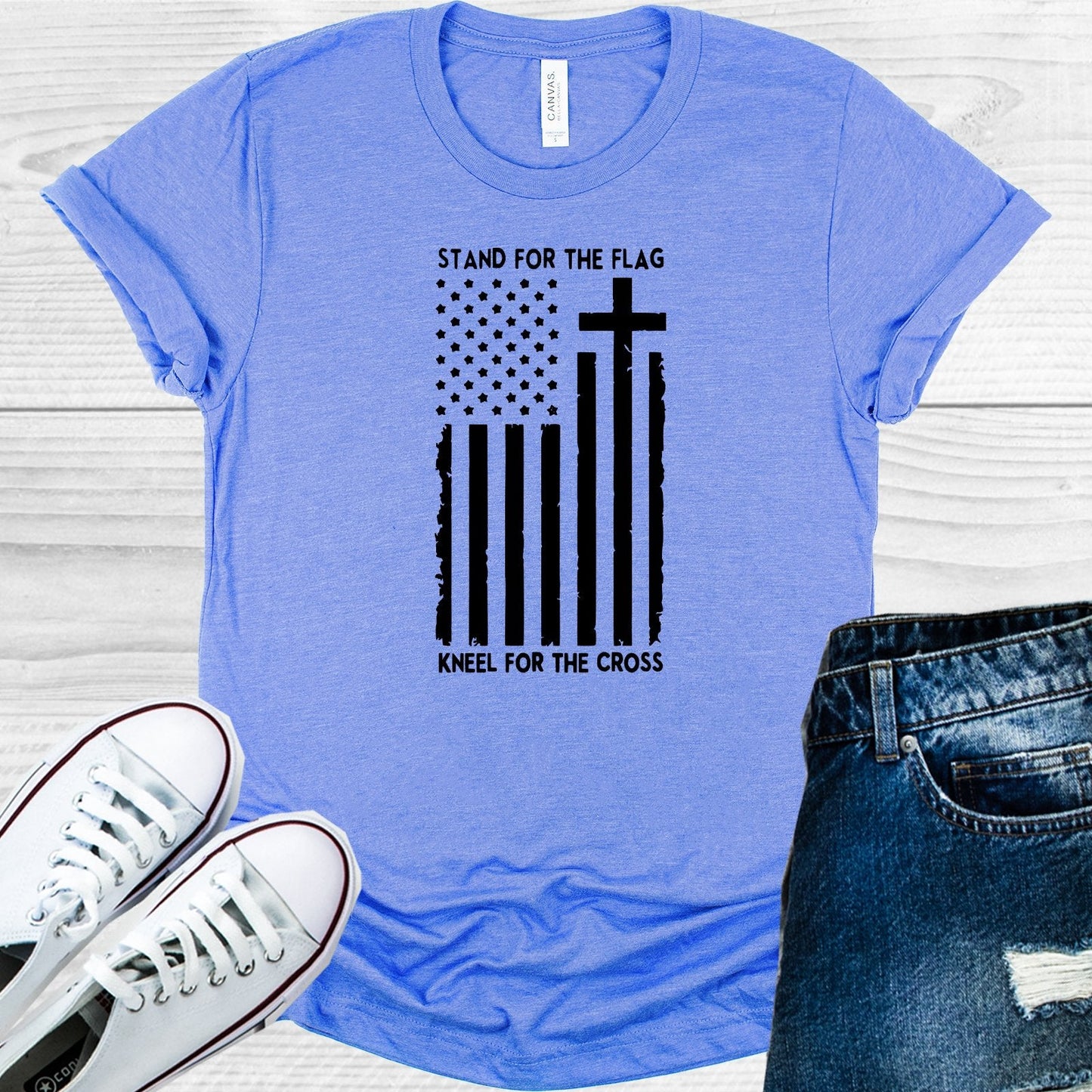 Stand for the Flag Kneel for the Cross Graphic Tee