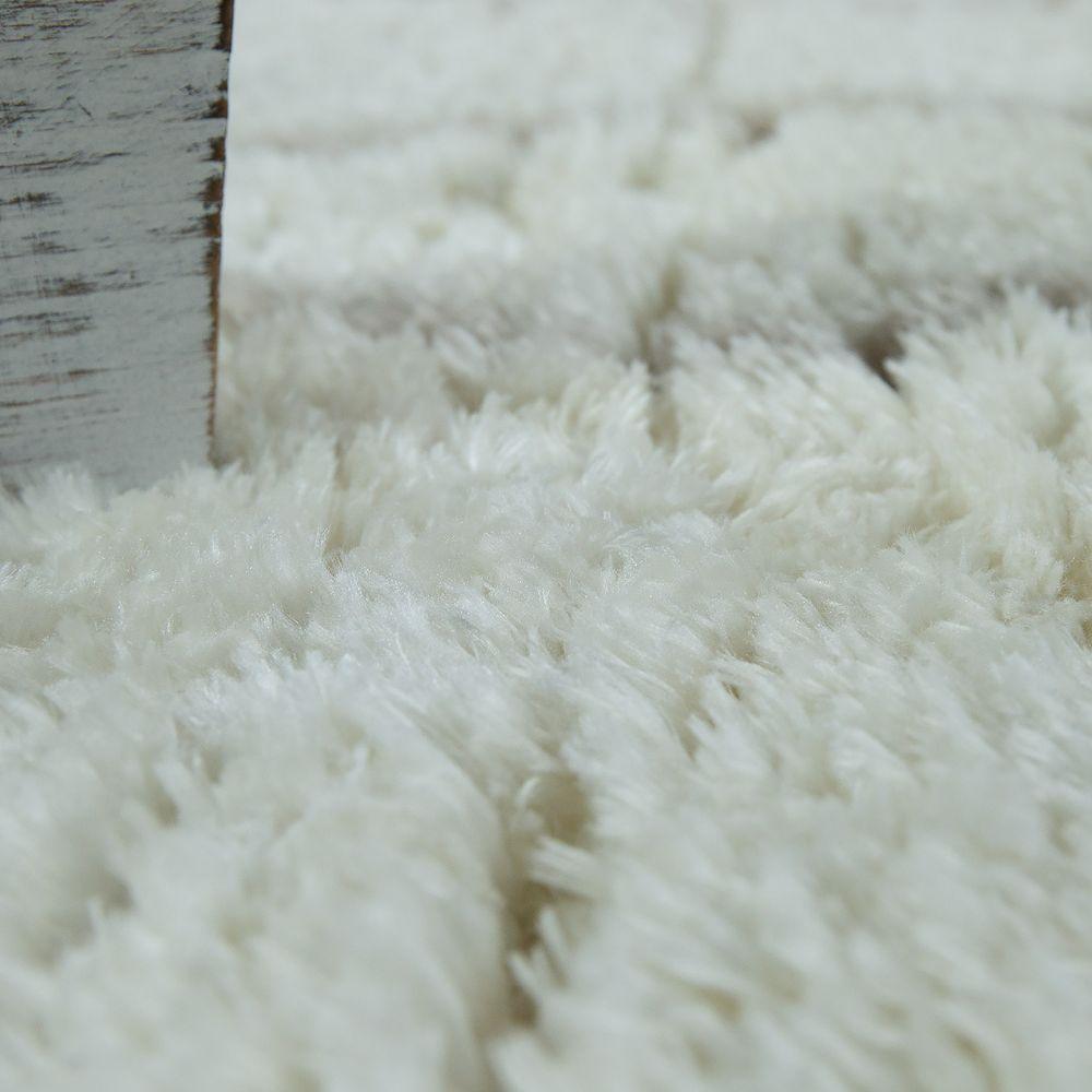 Fluffy Shag Rug Flokati Style Diamond Pattern Cream-2