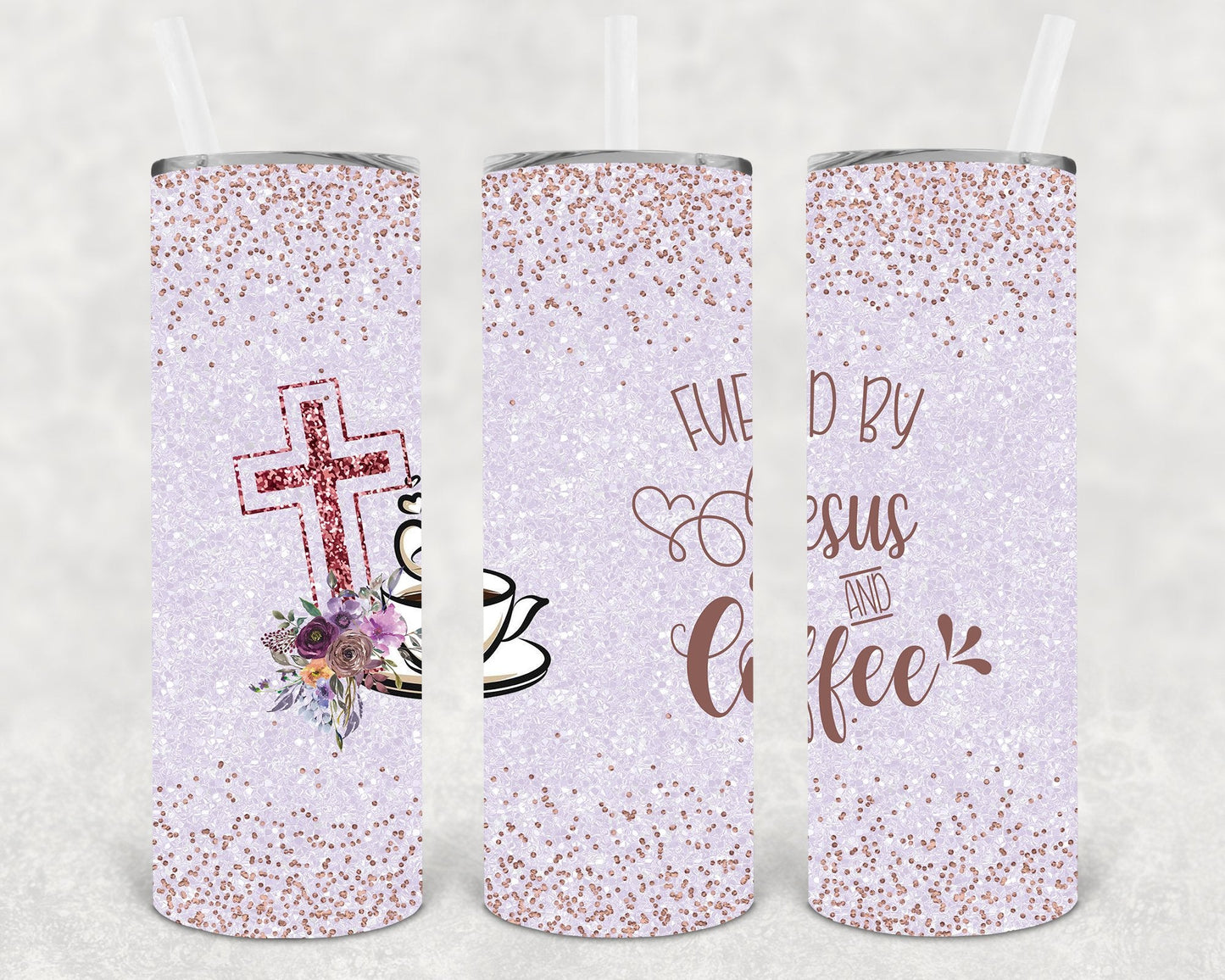 Fueled By Jesus and Coffee 20 oz Skinny Tumbler