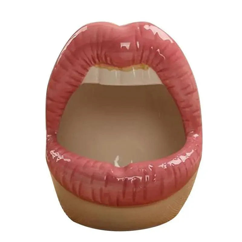 Funny Creative Ceramic Cartoon Lips Ashtray Gift for Home - Trendy Mouth Mini Ashtray for Boyfriend