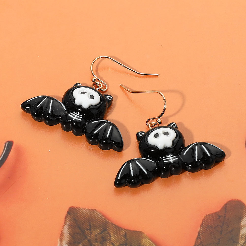 Halloween Bat Skeleton Dangle Earrings