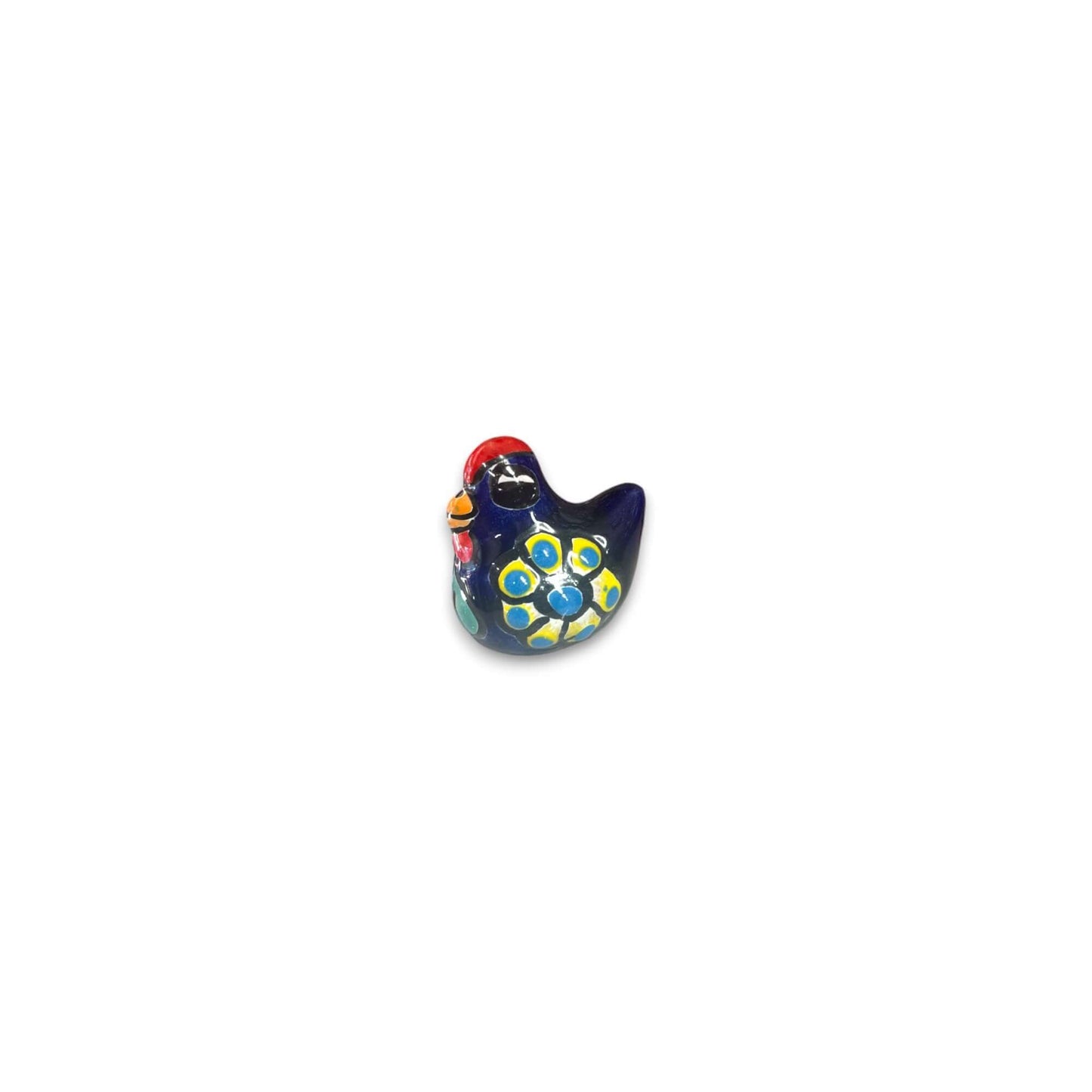 Set of 2 Hand-Painted Talavera Chicken Figurines | Mexican Ceramic Chickens