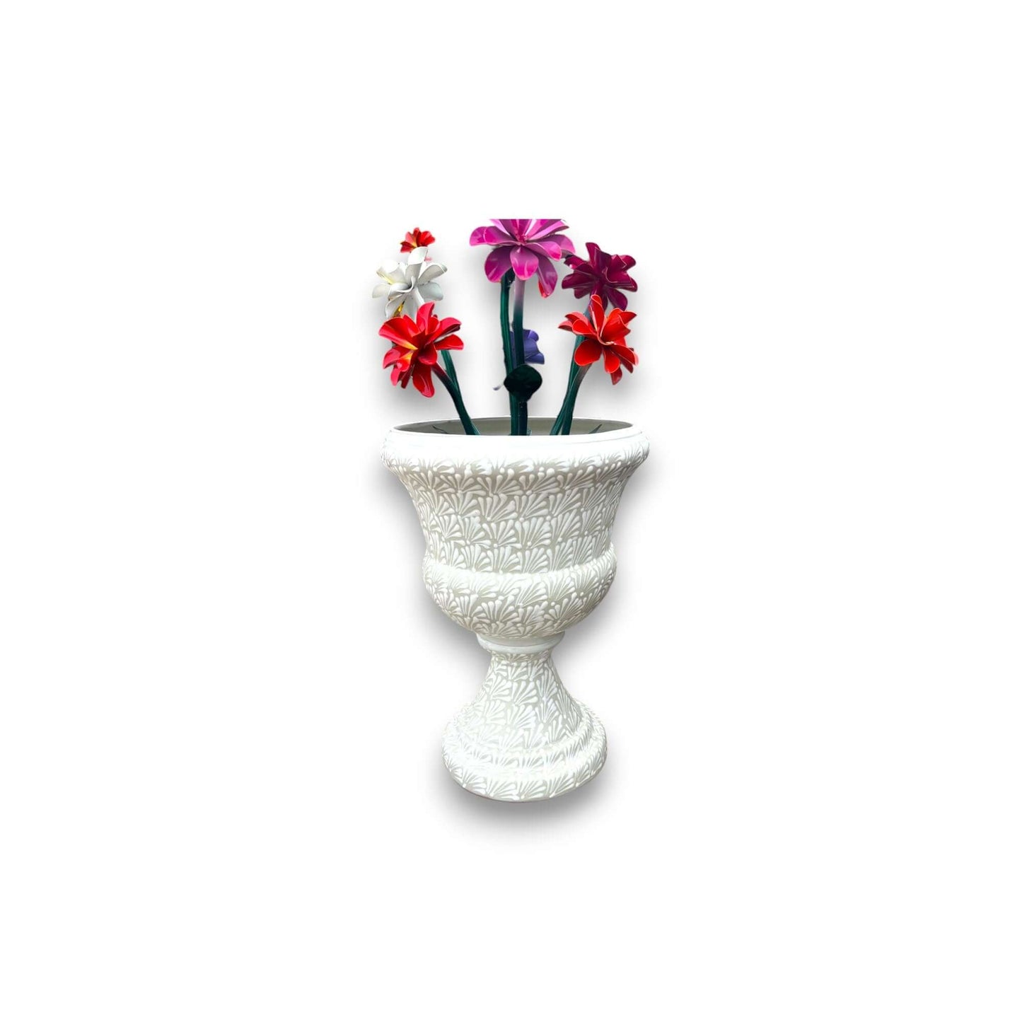 Talavera White Flower Pot | Handcrafted Mexican Ceramic Planter