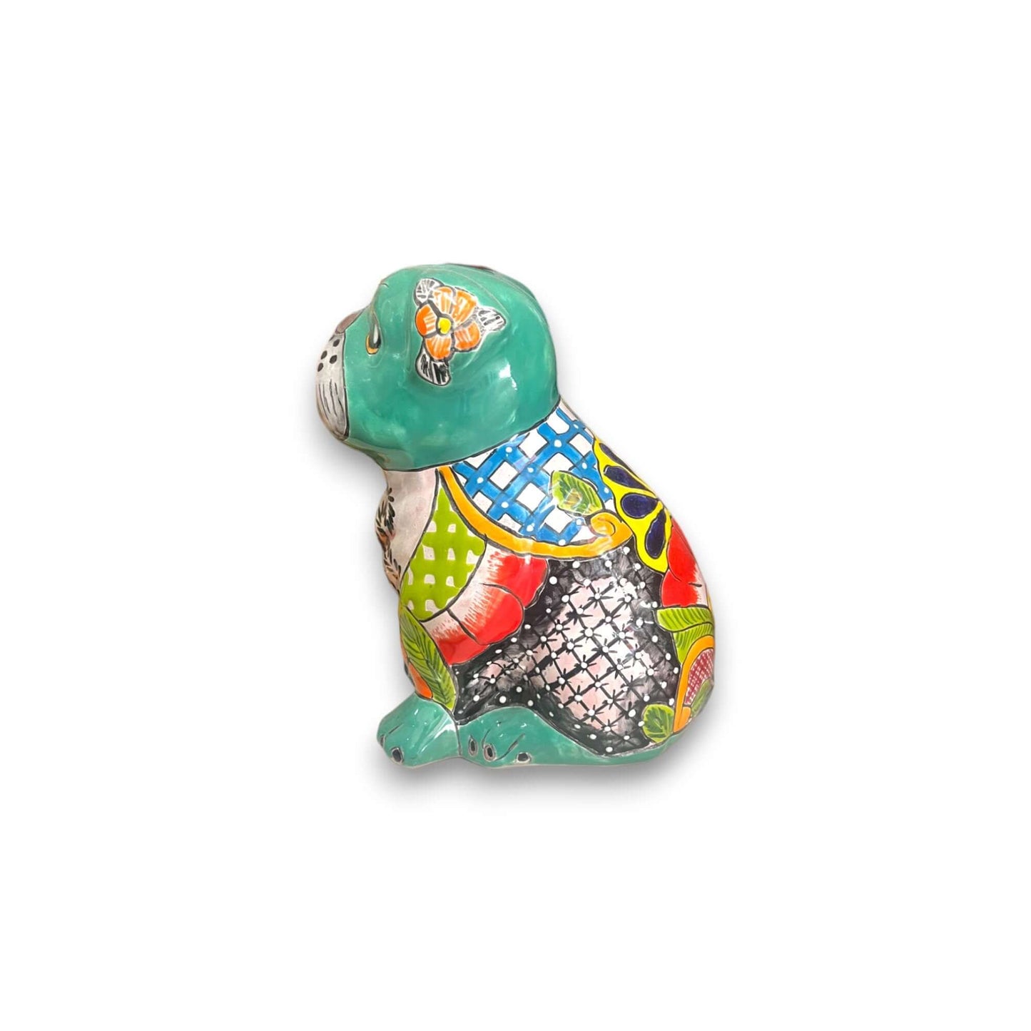 Talavera Bulldog Statue | Colorful Handmade Mexican Art