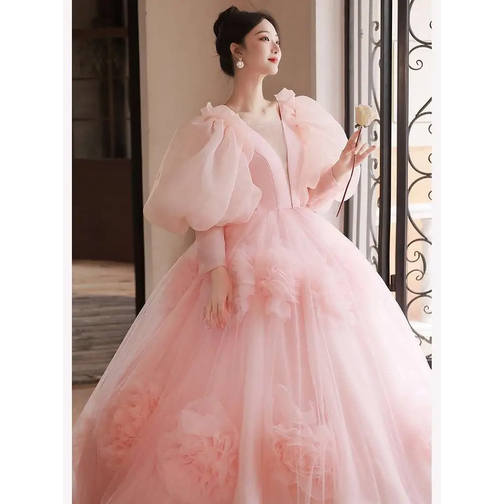 High End Banquet Style Host Floral Tulle Gown