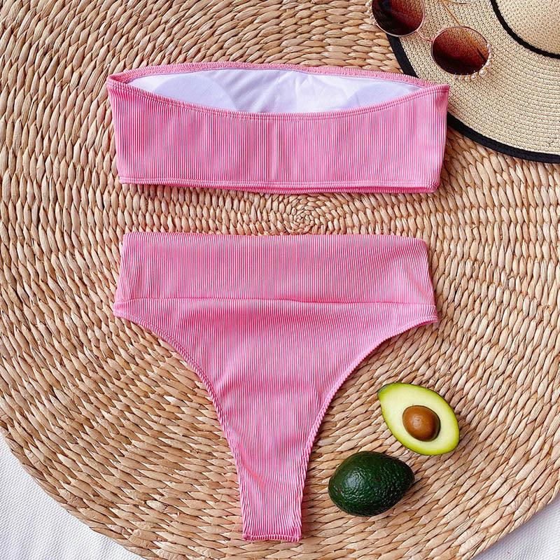 High Waist Bikinis Swimsuits Swimwear Women Black Strapless High Cut Bathing Suit Women Beachwear Women's Scoop Neck Cut Out Front Lace Up Back High Cut One Piece Swimsuit