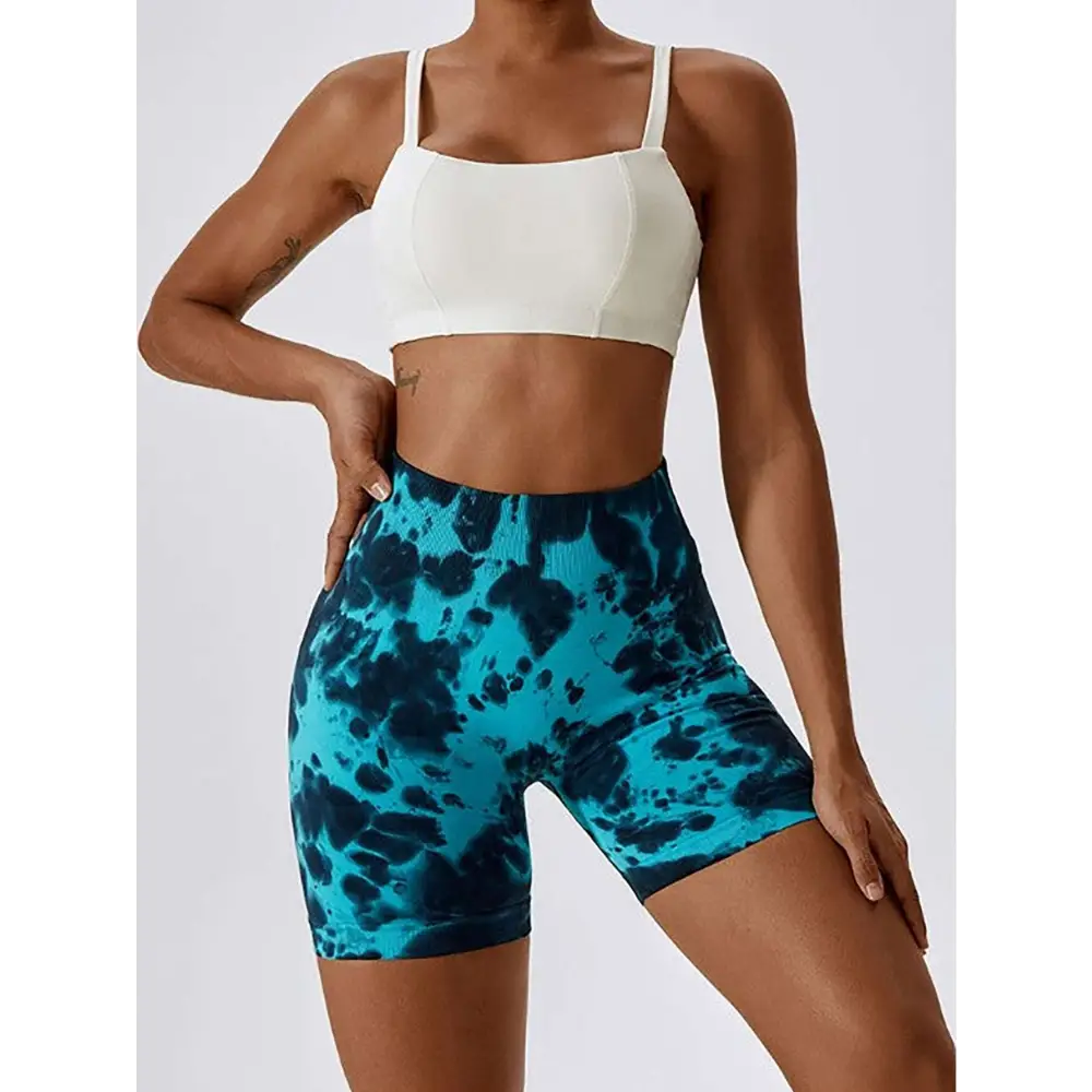 High Waist Tummy Control Tie-Dye Yoga Shorts